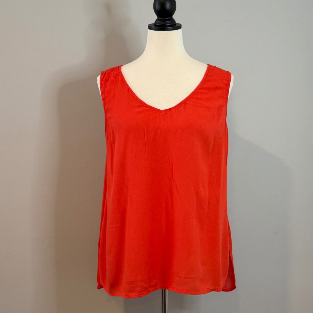 a.n.a. A New Approach Orange V Neck Strappy Back Sleeveless Tunic Top M